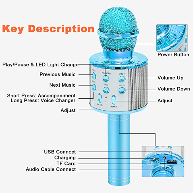 Micrófono de karaoke inalámbrico Turquesa