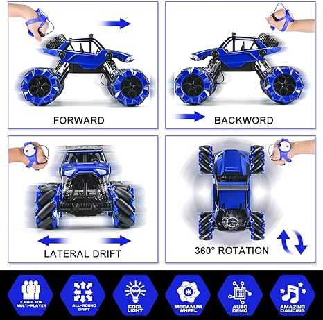 Carro Monster Truck todoterreno a control remoto 1:14, sensor gestual, rotación 360°