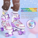 Patines de ruedas para niños, Shine Skates de 4 tamaños ajustables con ruedas iluminadas para niñas