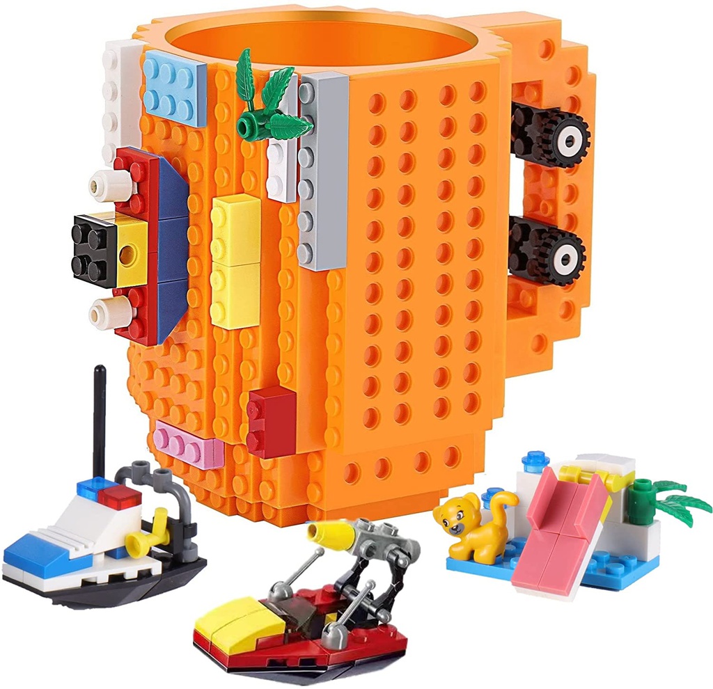 Taza de bloques tipo Lego Naranja