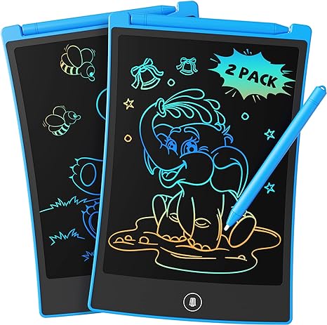 Paquete de 2 tabletas azules de escritura LCD con 4 lápiz capacitivo