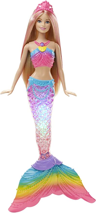 Barbie Sirena arco iris con luces