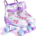 Patines de ruedas para niños, Shine Skates de 4 tamaños ajustables con ruedas iluminadas para niñas