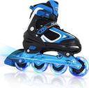 Patines en línea ajustables azules con rueda iluminada