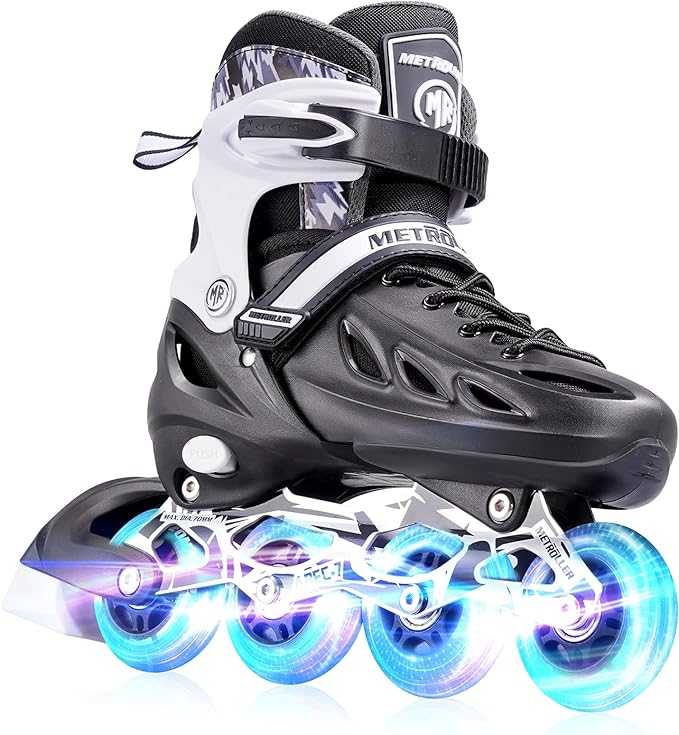 Patines en línea ajustables negros con rueda iluminada XL