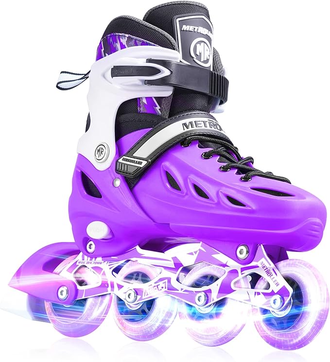 Patines en línea  XL ajustables morados con rueda iluminada