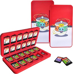 Estuche pokemon para 24 tarjetas de juego Nintendo Switch y tarjetas de memoria Micro SD