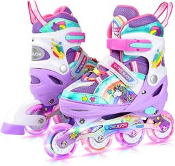 Patines en línea ajustables unicornio con rueda iluminada