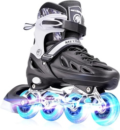 Patines de ruedas para niñas y niños, patines ajustables con 4 ruedas  iluminadas, protección total, ideal para diversión al aire libre.